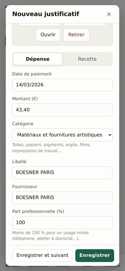 Catégorie proposée automatiquement